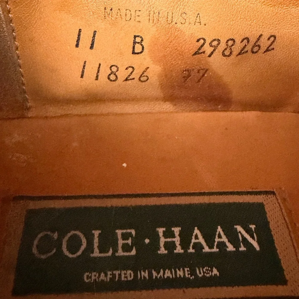 Cole Haan Mens 11 B Brown Leather Split Toe Derby Dress Shoes Made in USA 11826